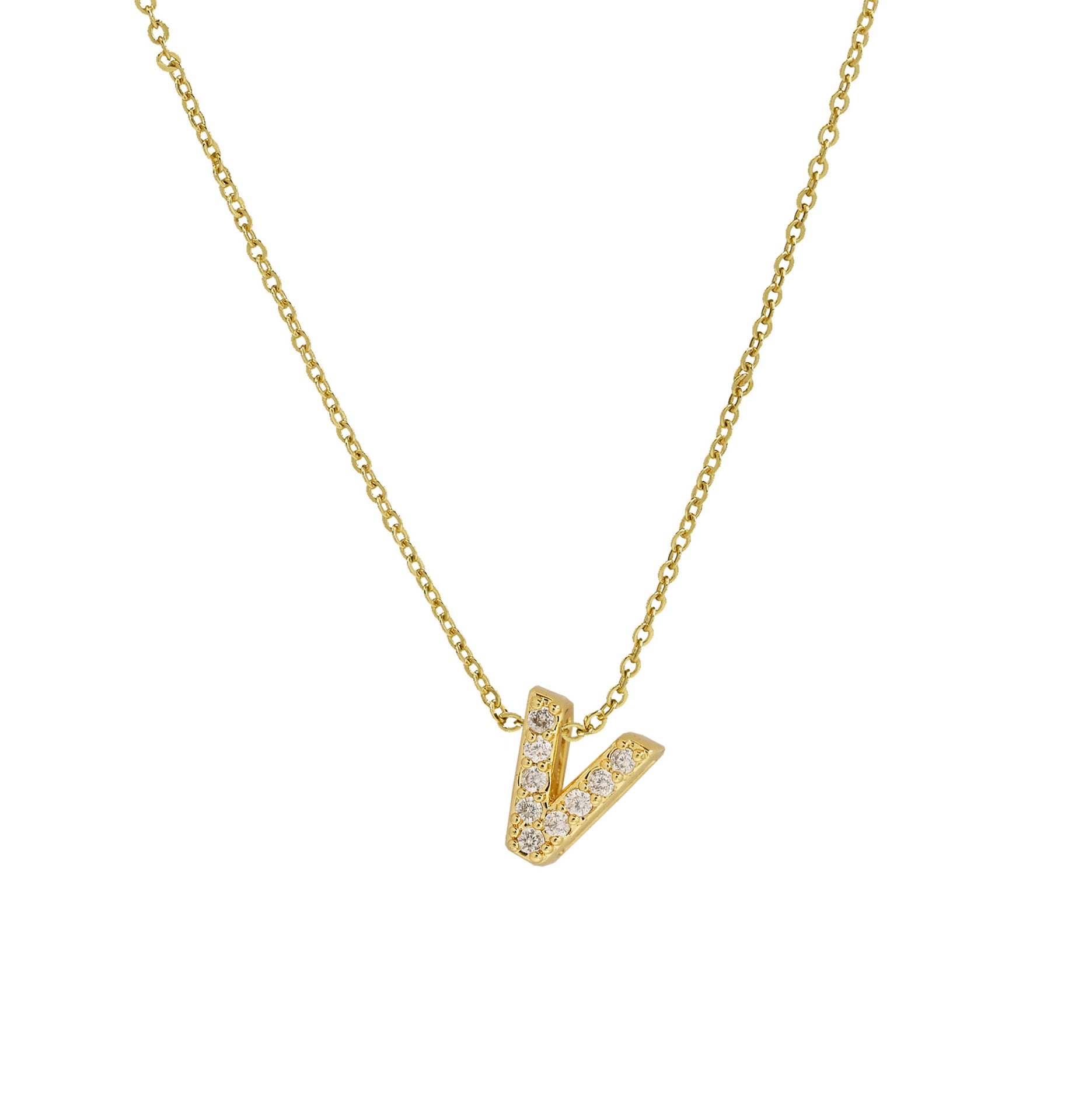 Caelynn Zircon Initial Necklace - V [5JTZ4Q9N]