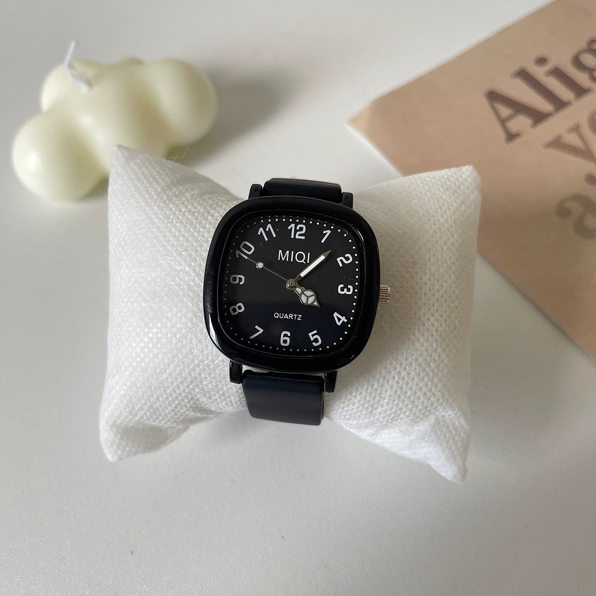 Ariana Modern Square Wrist Watch - Black Full Numbers [JB6WHQ0L]