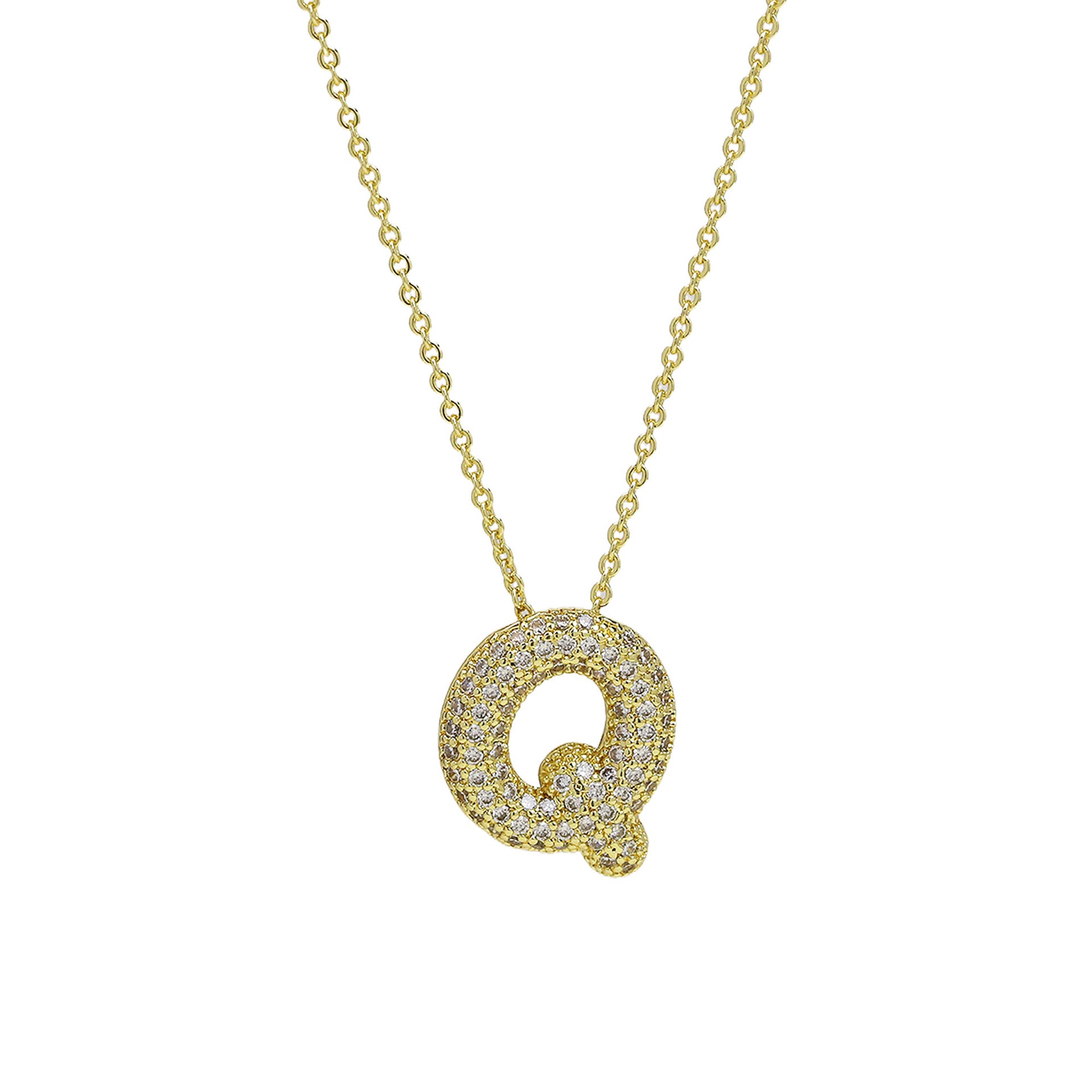 Zalia Gilded Bubble Letter Necklace - Necklace Q [9R5EOT3O]