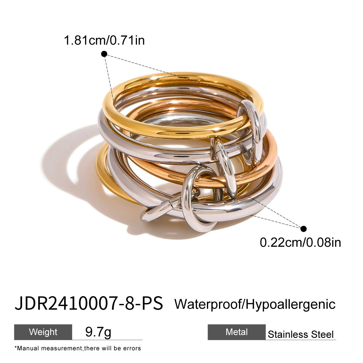 Kween Stacked Band Ring - JDR2410007-8-PS [63LSZFU6]