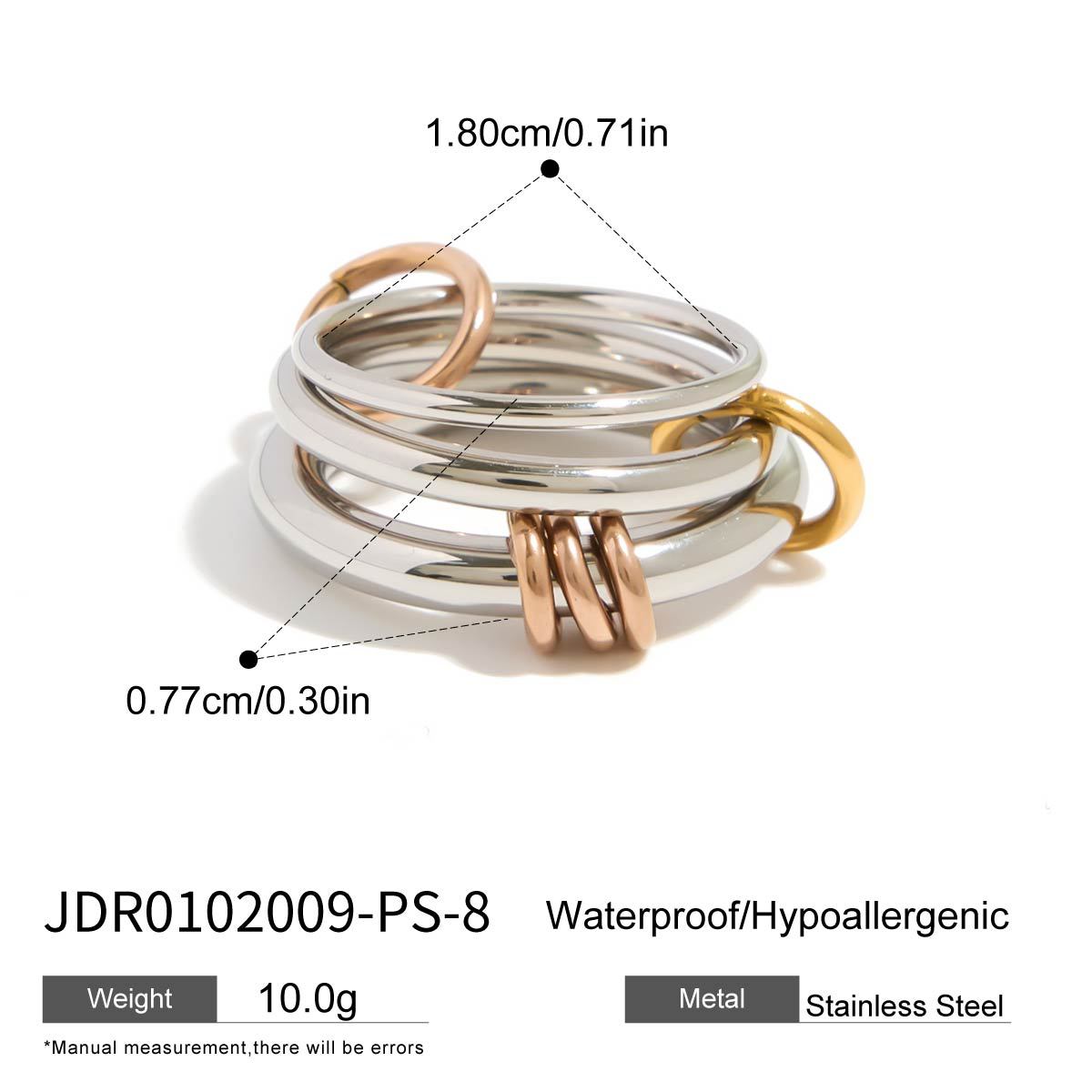 Dagny Stainless Steel Stackable Rings - JDR0102009-PS-8 [5TCSZ485]