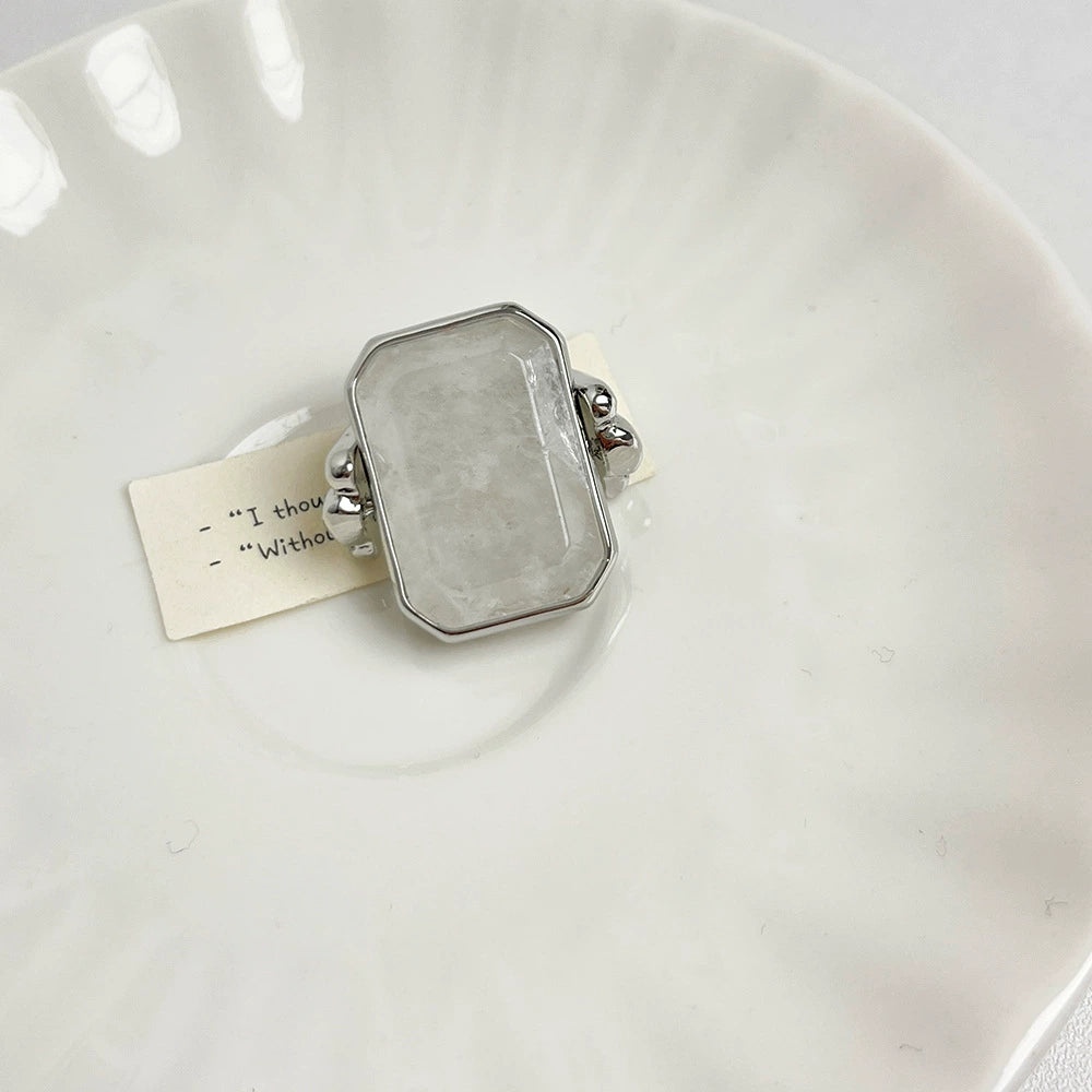 Wilma Retro Crystal Cocktail Ring - Silver [ZS31QABN]