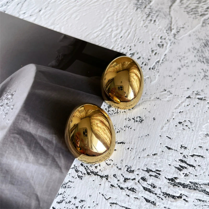 Evelynn Statement Oval Earrings - Gold Pair