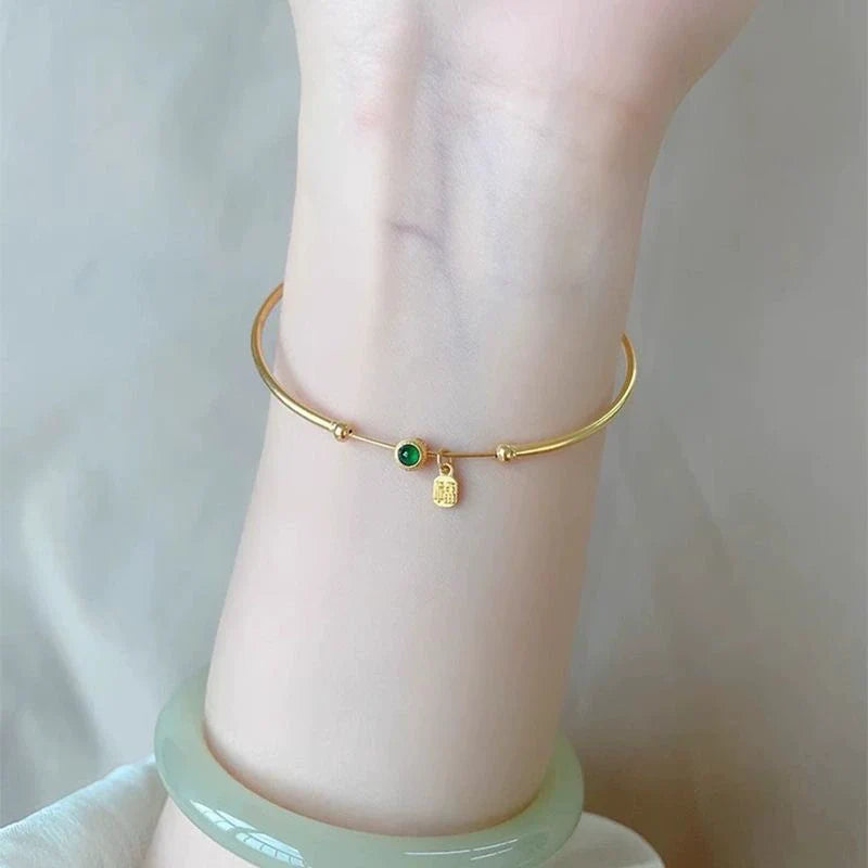 Makayla Delicate Star Bangle - Mung Bean Bracelet