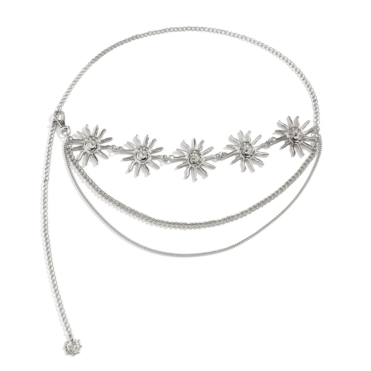 Claudia Multi-Layer Sunflower Waist Chain - Silver