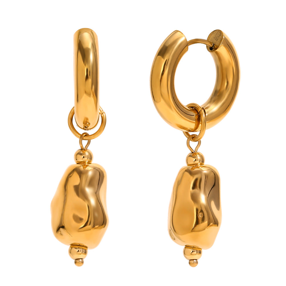 Novalie Irregular Gold Jewelry - Solid Peanut Pendant Earrings - Gold [XJ8E4NWH]