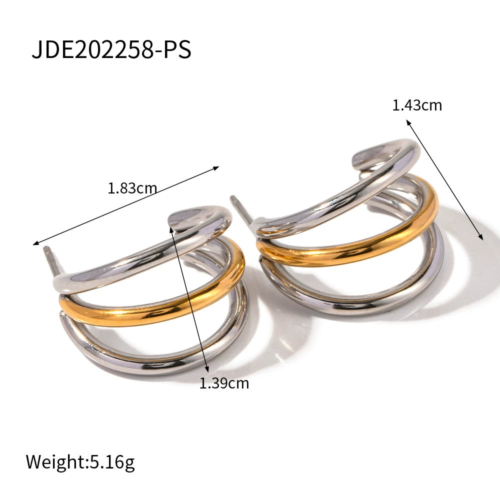 Amena Contrast Hoop Earrings - Polished Silver Hoop [FQXJK4O1]