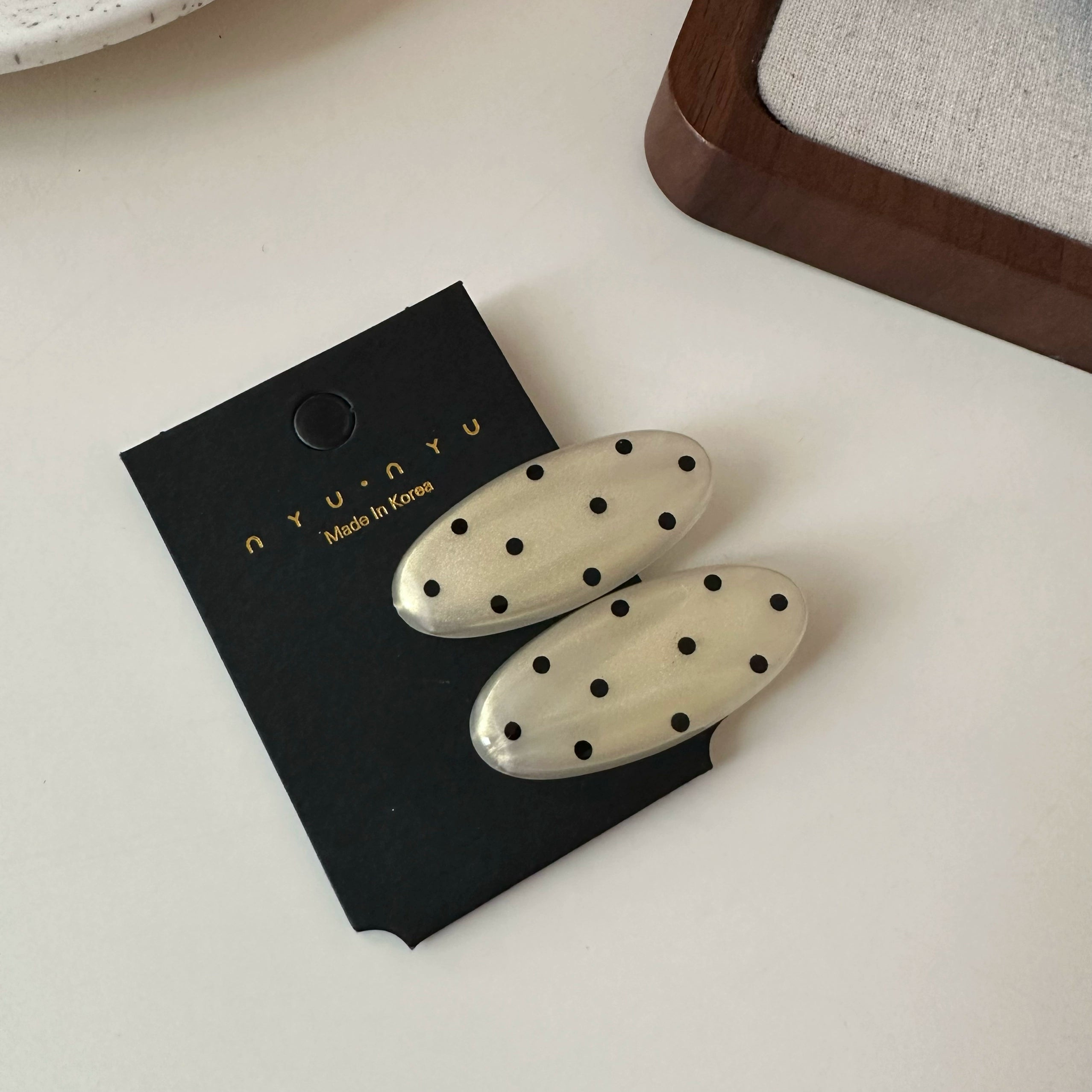Aditi Polka Dot Hair Clip - Champagne (Pair) [Q5ZJ7YW5]