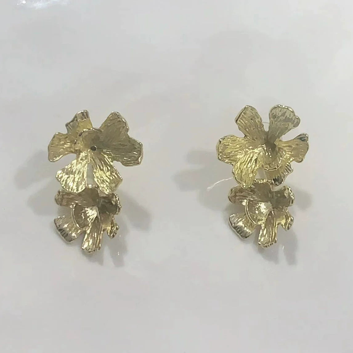 Amber Gilded Bloom Earrings - Gold Plated