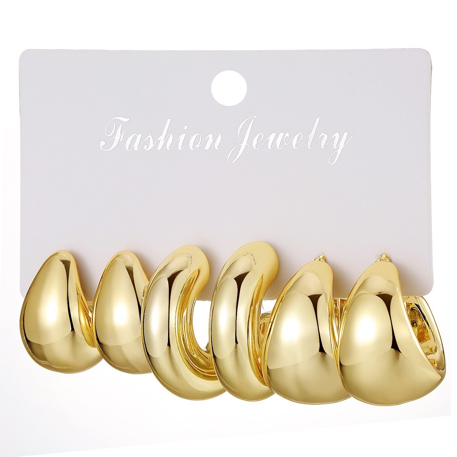 Lana Geometric Twist Earrings Set - Silver Tone Geometric Set 2 [Z113VF0A]