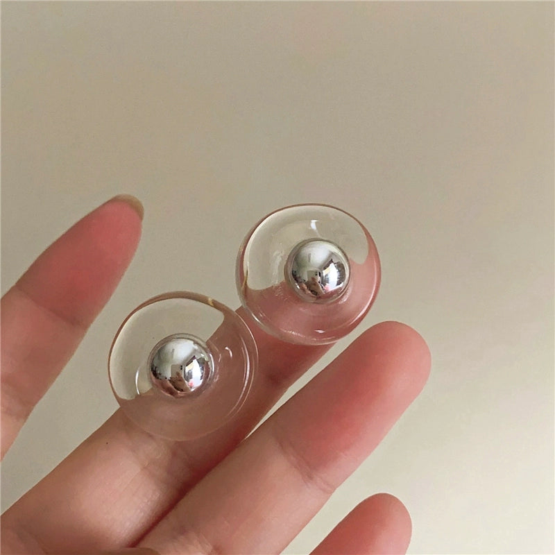 Fallyn Geometric Resin Earrings - Circular Transparent [KBNUUWNL]