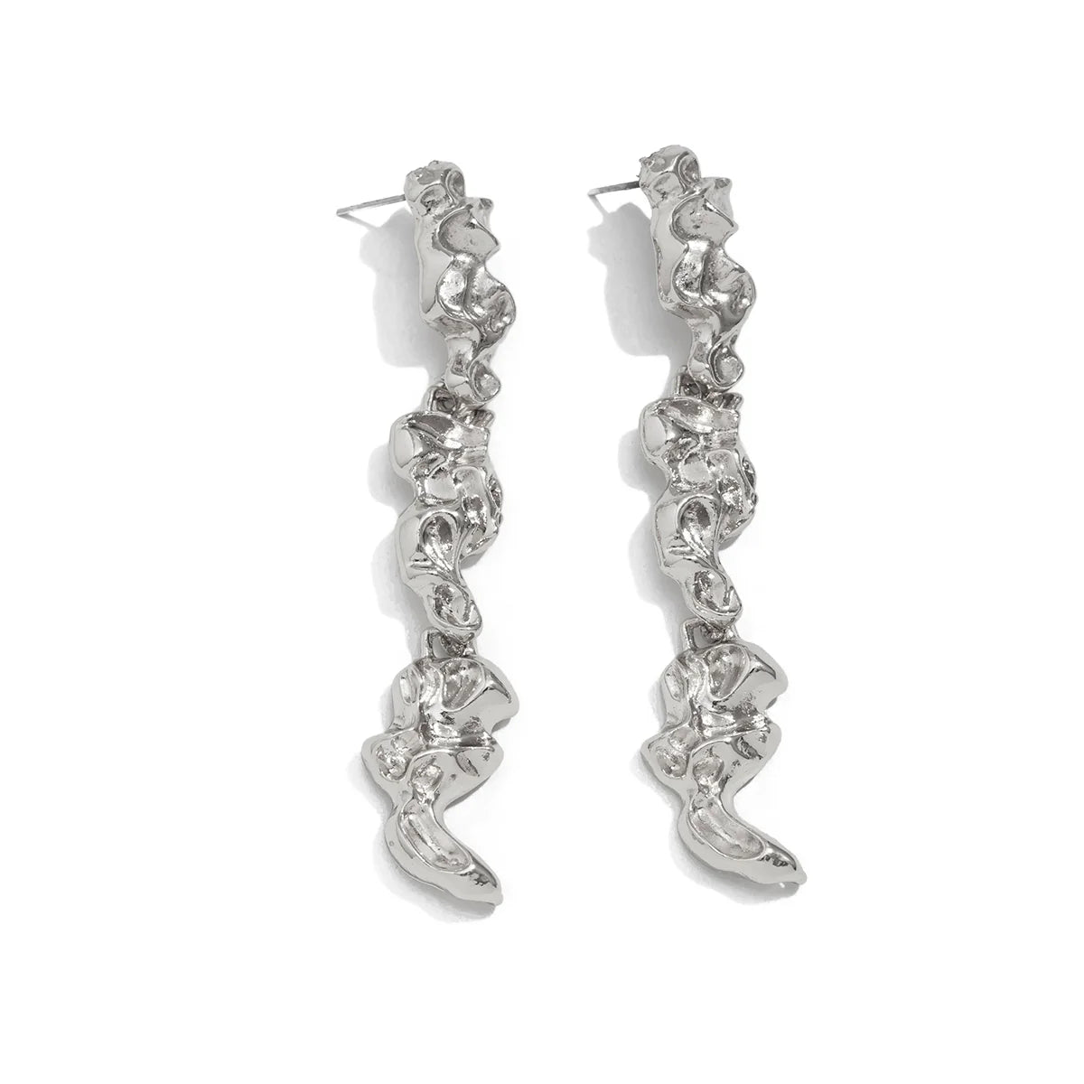 Lilia Irregular Pleated Jewelry Set - Earrings Silver Pair