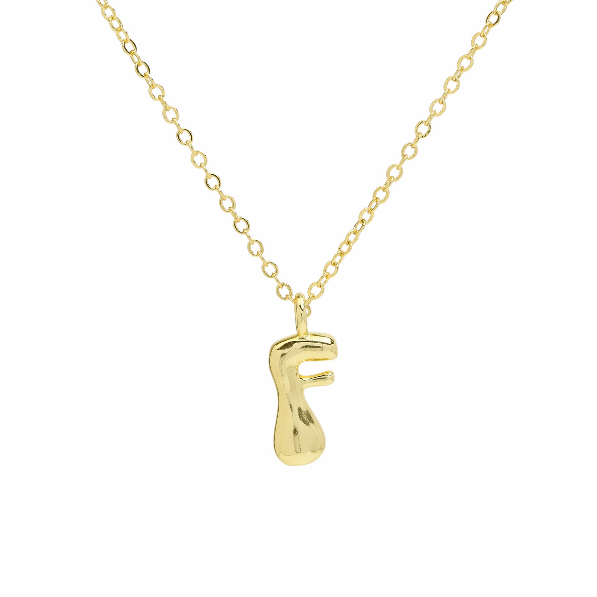 Vanya Gold Initial Bubble Necklace - Letter F [DP3H7KMC]