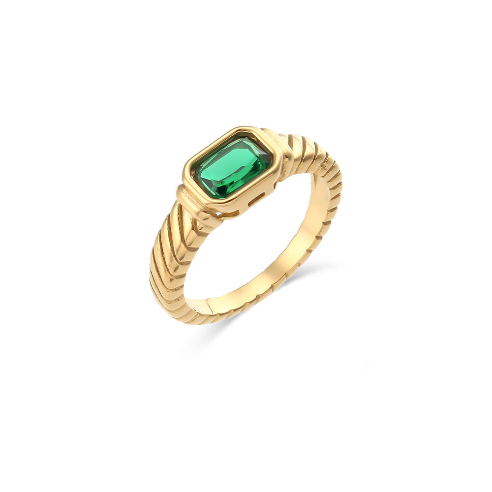Lyvia Modern Zircon Ring - Green [V9BKXCGG]