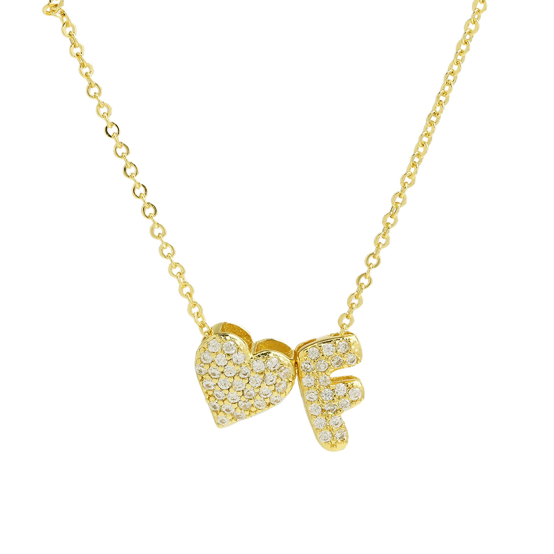 Riley Zircon Bubble Initial Necklace - F Initial [BB5XZRQX]