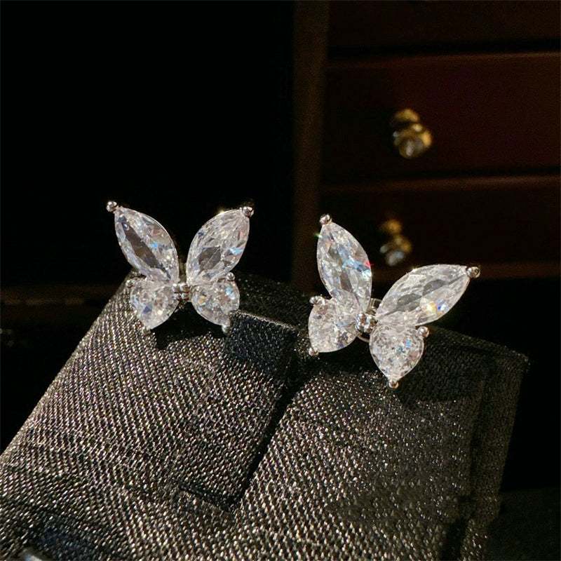 Jaelah Zircon Butterfly Jewelry - Zircon Butterfly Stud Earrings (Pair) [2WBRBU3G]