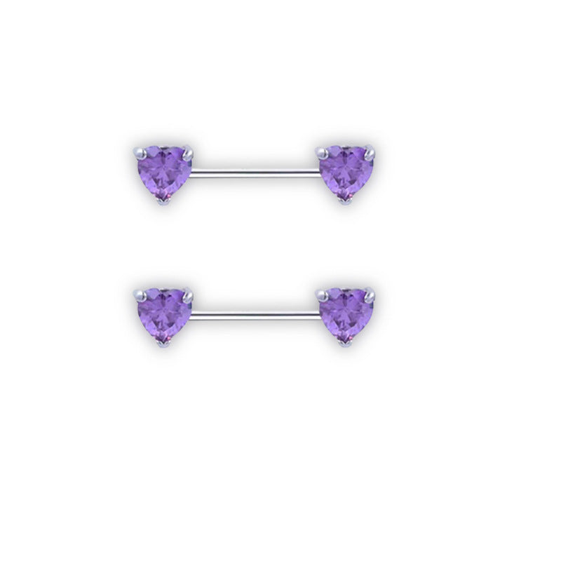 Arianna Heart Zircon Nipple Ring - Purple [ZES96NK5]