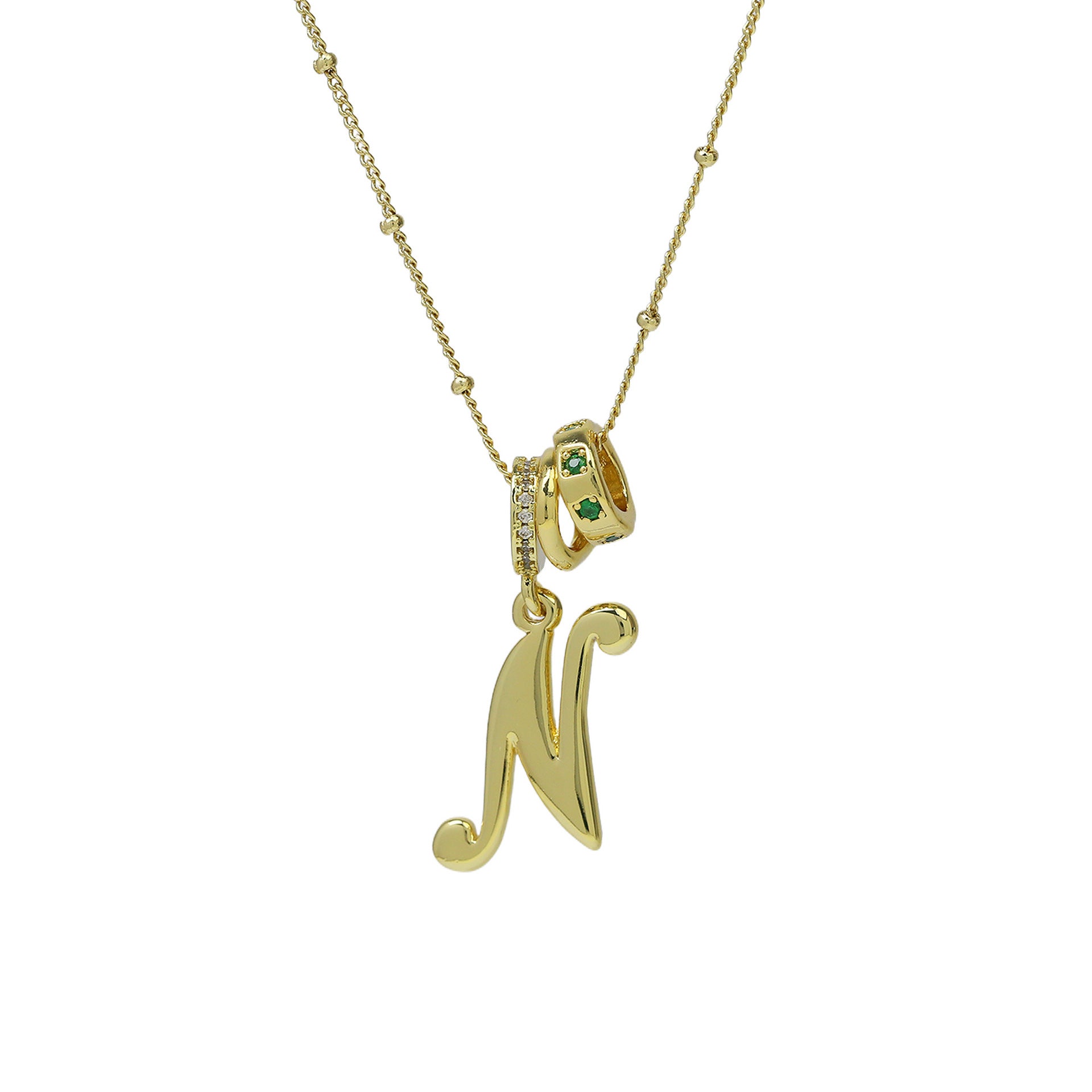 Jovi Cursive Initial Necklace - Gold N [IIZHRK02]
