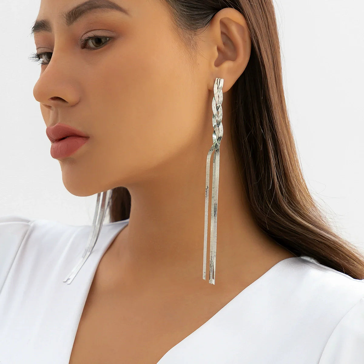 Miracle Sleek Snake Chain Necklace - Earrings - Silver-Tone (Style 2840)