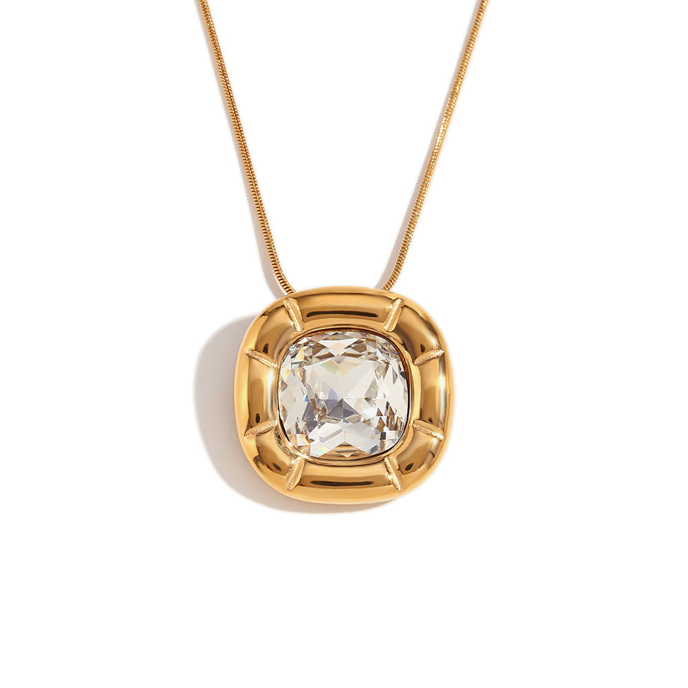 Amayra Zircon Bloom Jewelry - Necklace - Gold White Zircon [CNEX1DBT]