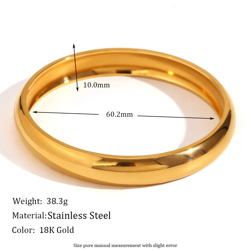 Carissa Polished Cuff Bracelet - 10mm Width, 60mm Inner Diameter - Gold [Y5743TBU]