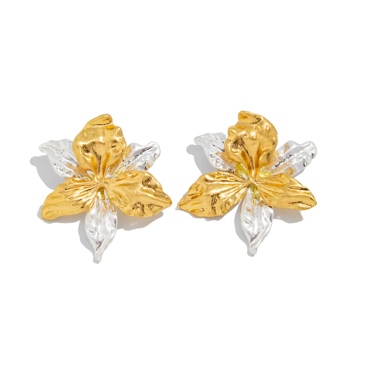 Meela Sculpted Floral Stud Earrings - Mixed Color