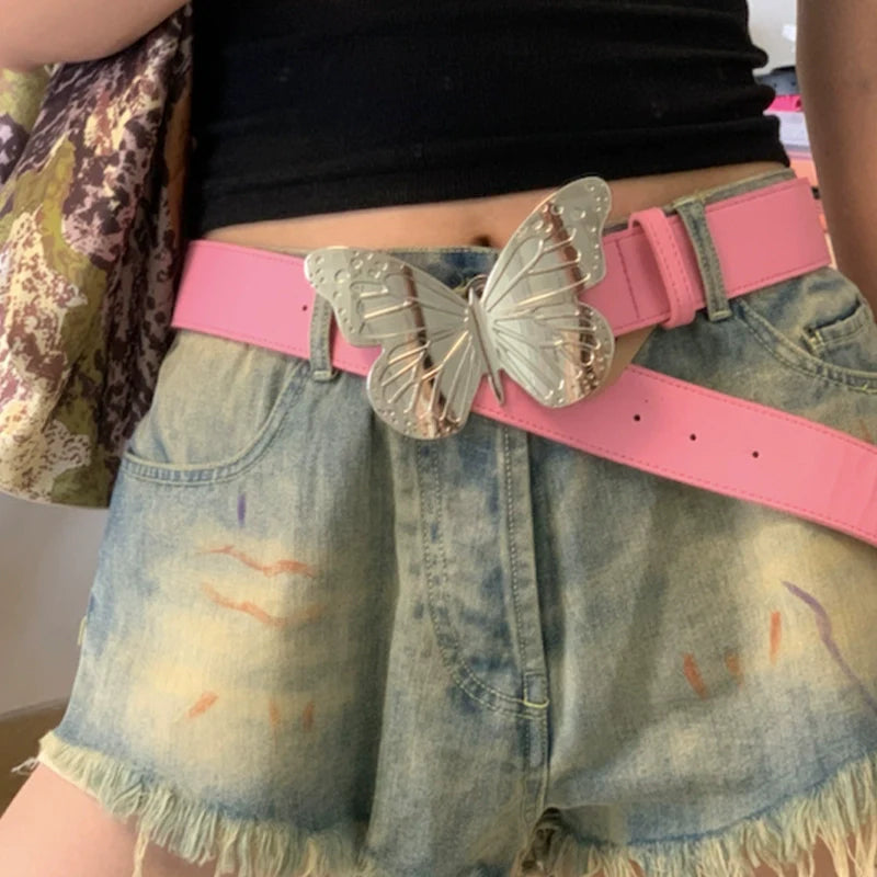 Julianny Distressed Moon Belt - Pink Butterfly Belt