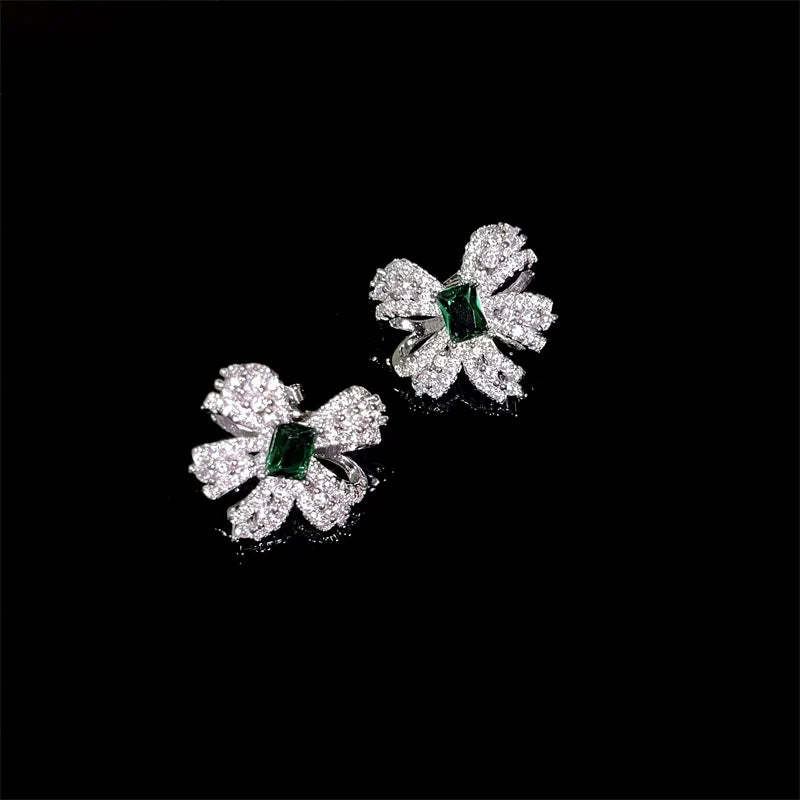 Emerson Emerald Bow Jewelry - Bow Earring Style