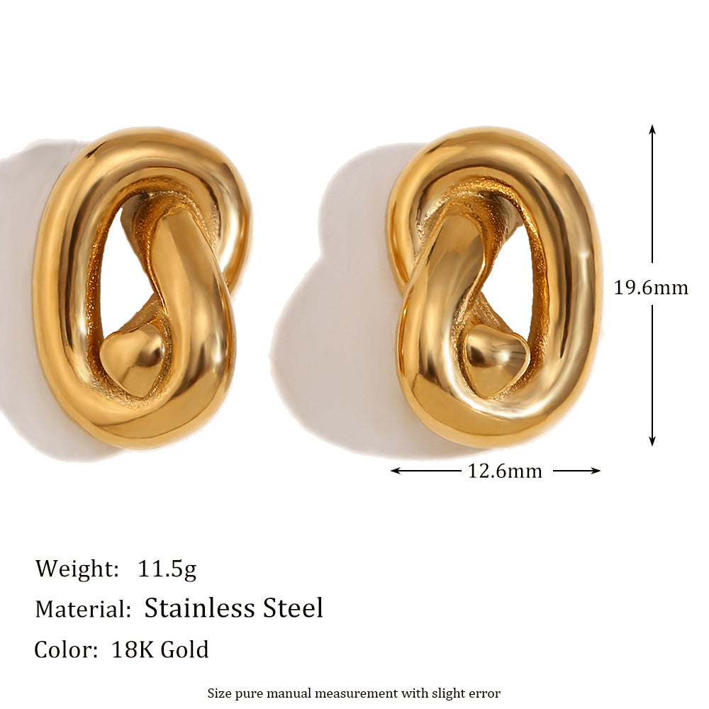Miliani Irregular Geometric Earrings - Minimalist Knot Stud Earrings - Gold [HK71PSEU]