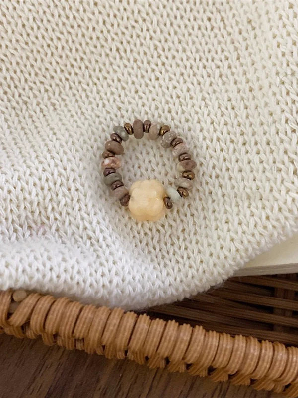 Anne Delicate Beaded Rings - Beige Coffee Ring