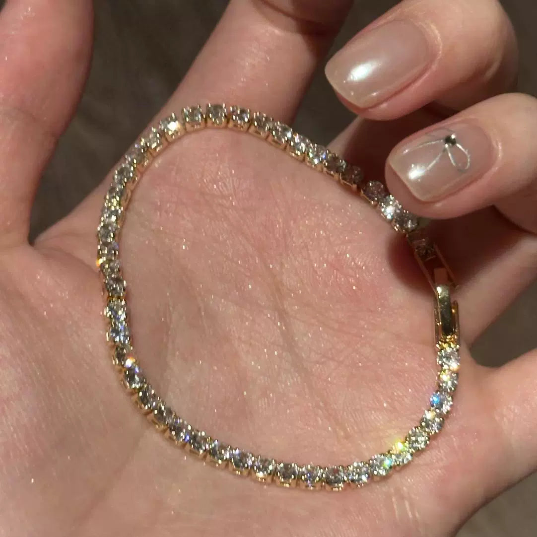 Carmella Delicate Starlight Bracelet - Gold Zircon Bracelet 16cm