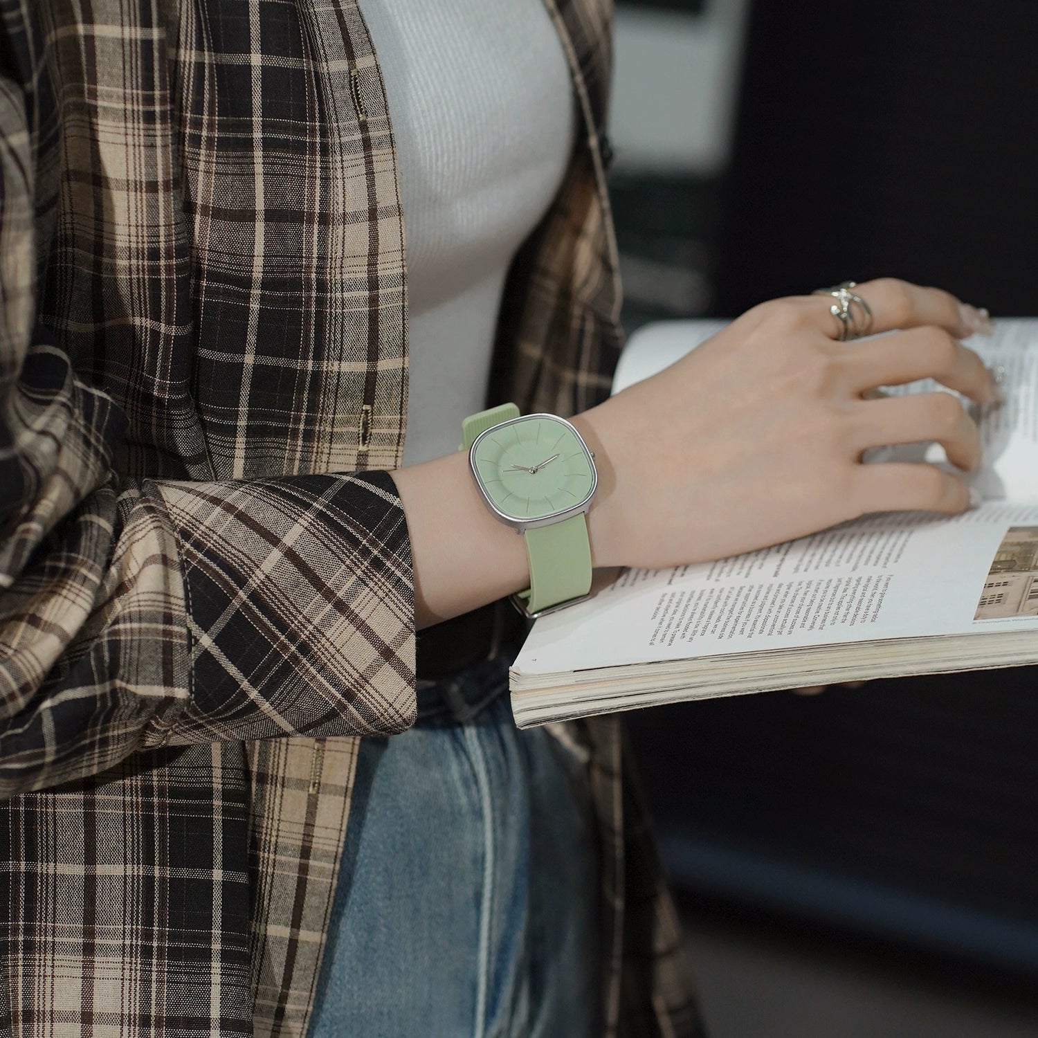 Kenzli Minimalist Square Watch - Fresh Green [EPC9L8AN]