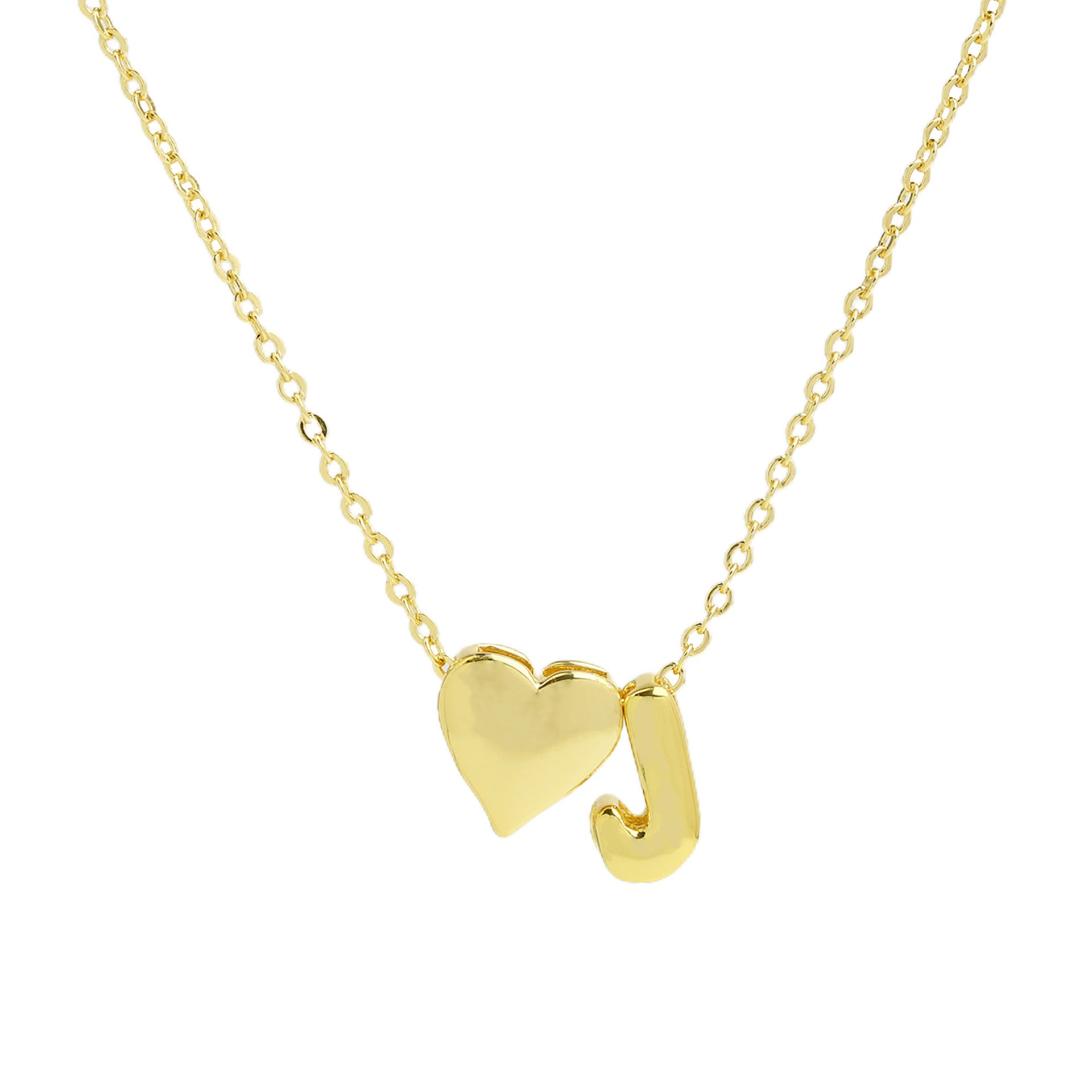 Korie Puffed Initial Necklace - Letter J Necklace [RBV2MJEI]