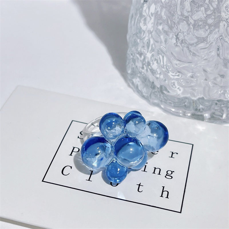Gionna Acrylic Flower Ring - Sky Blue [MGBHUNIN]