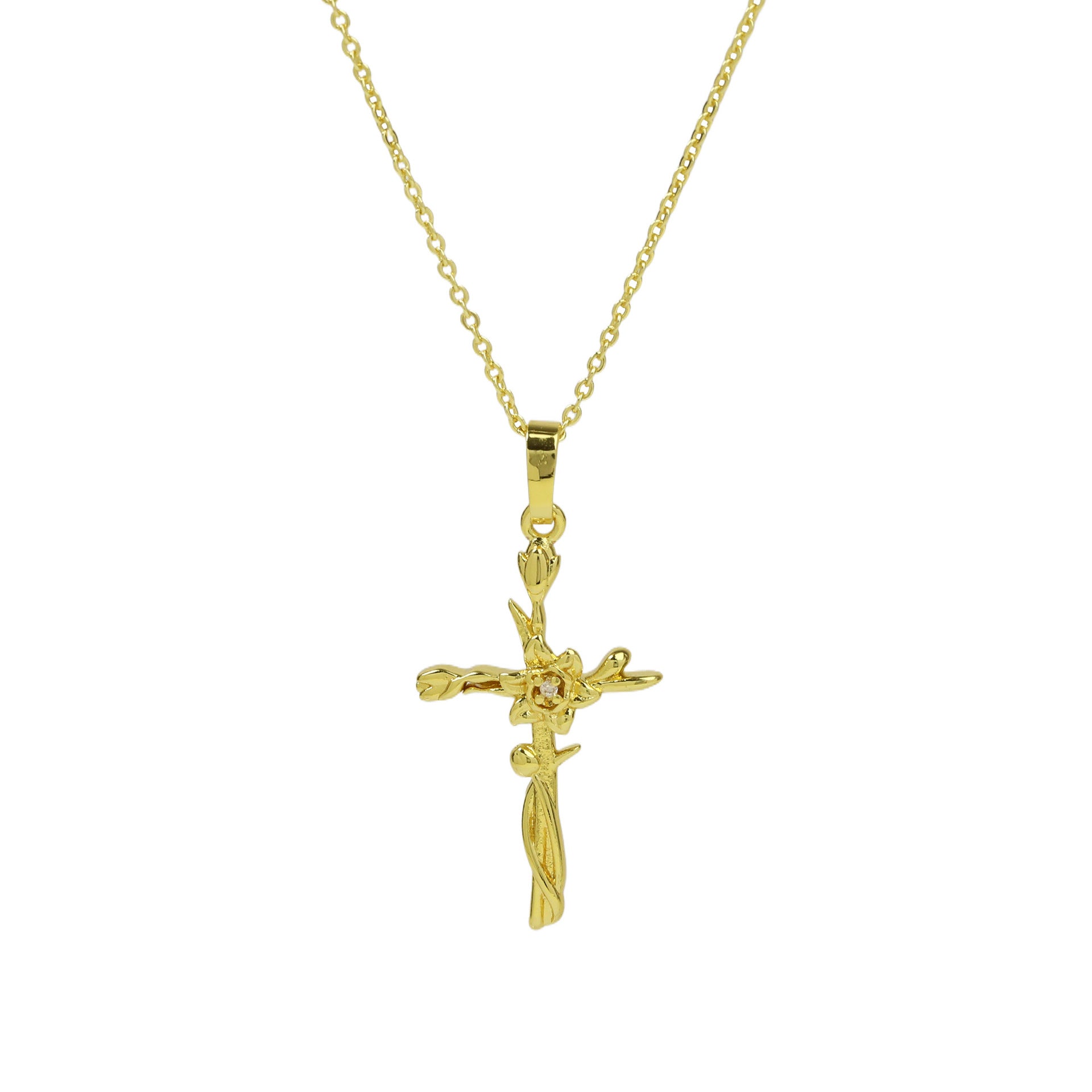 Alaiah Birth Flower Cross Necklace - March [7UDZO8ZI]