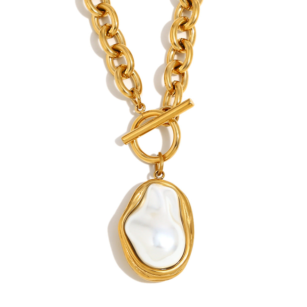 Finlee Pearl Toggle Necklace - Gold Baroque Pearl Toggle Necklace [ZK0RU4KL]