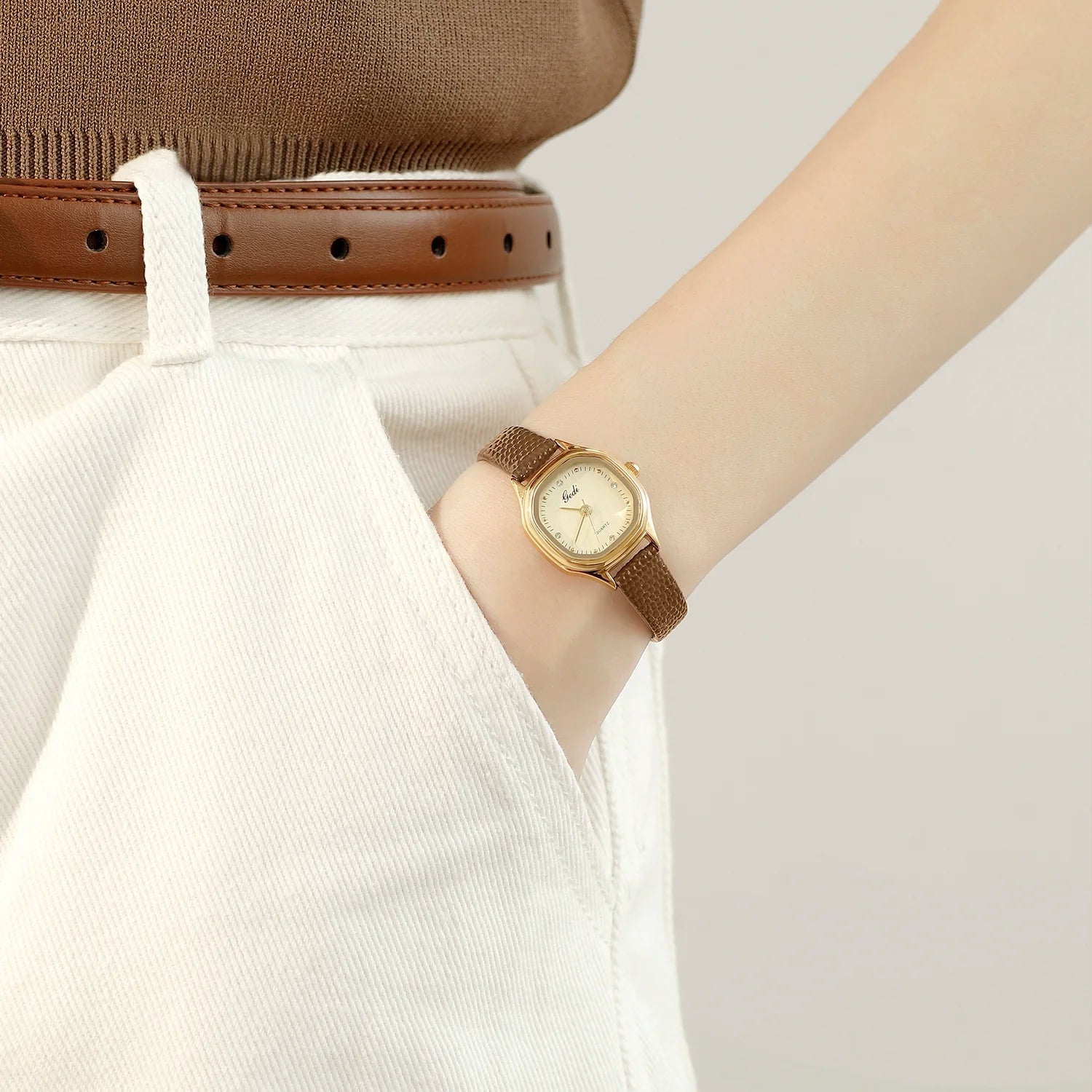 Harmonii Petite Leather Watch - Light Brown