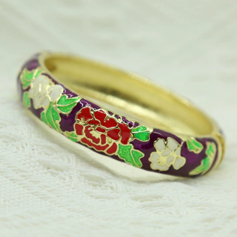 Jariah Peony Cloisonné Bracelet - Deep Purple [7W2R3REH]