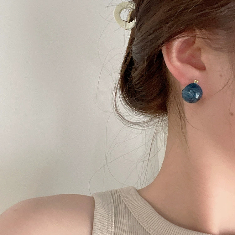 Aracely Candy Enamel Orb Earrings - Blue