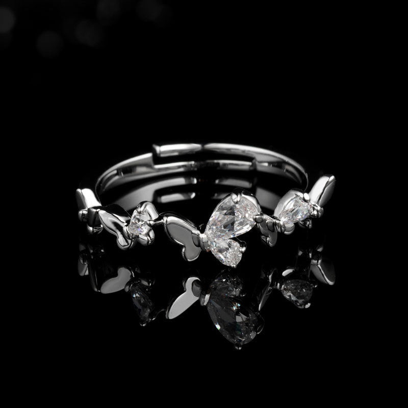 Lady Butterfly Open Ring - Silver Tone [G70BKYUJ]