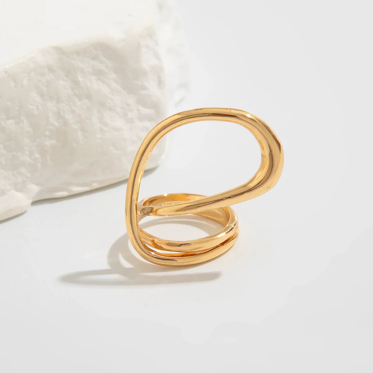 Aleah Geometric Statement Ring - Style Three Light Gold