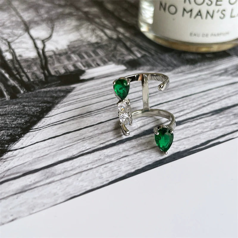 Rilee Emerald Teardrop Ring - One Size