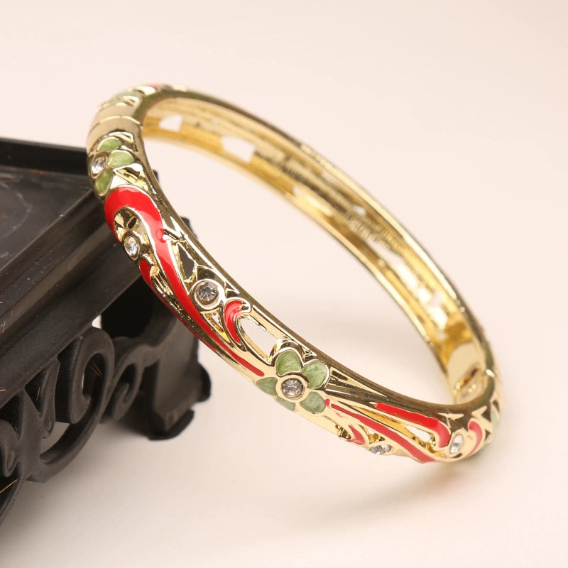 Raniyah Cloisonné Floral Bracelet - Red [DD1FLVE1]