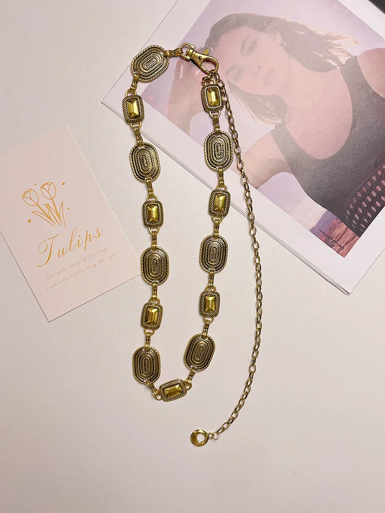 Nairobi Ornate Sculpted Chain Belt - Gold