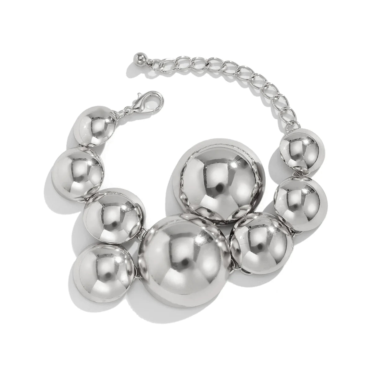 Abrianna Polished Orb Chain - Bracelet Silver