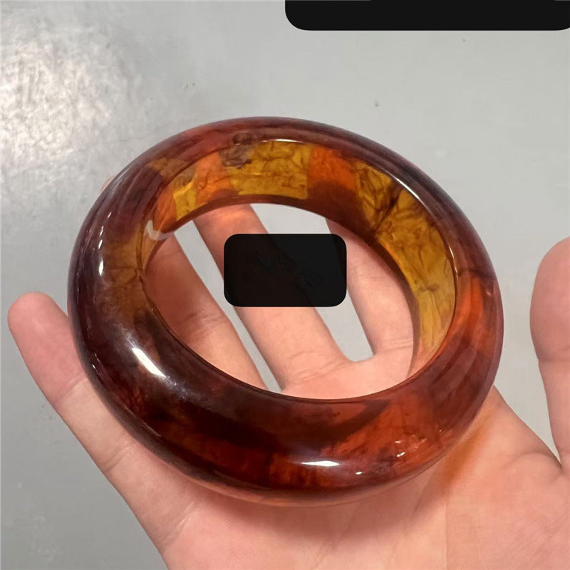 Xandria Artistic Swirl Bangle - Transparent Coffee Smudge [GOXZUVSC]