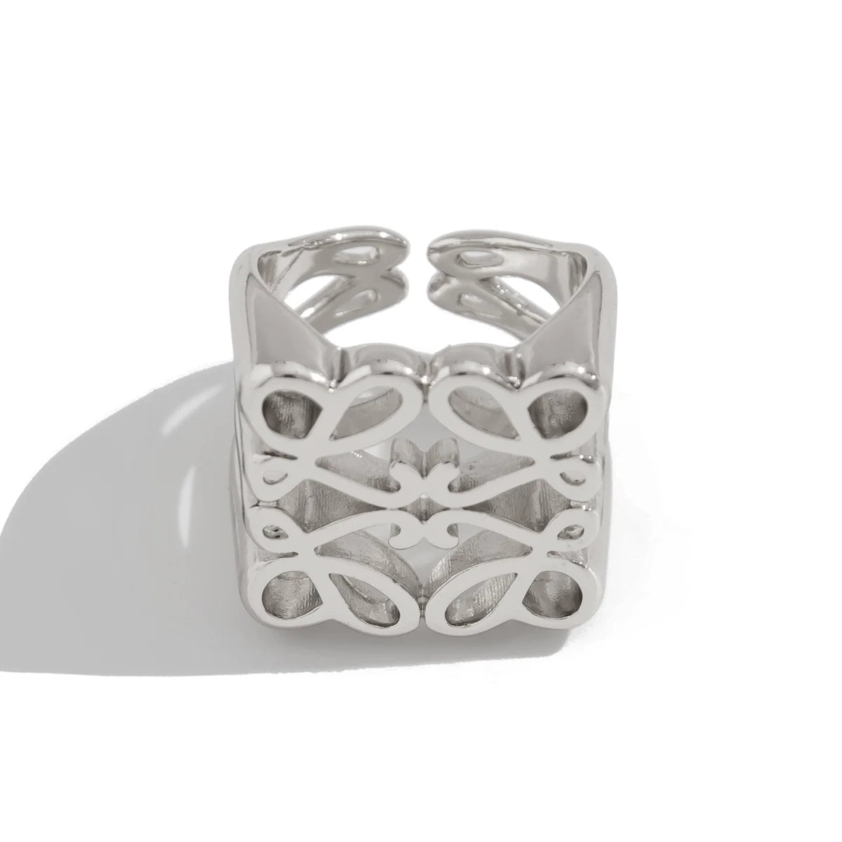 Analy Open Square Ring - Antique Silver