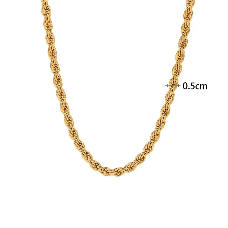 Brynnlee Layered Chain Necklace - Titanium Steel Twist Chain
