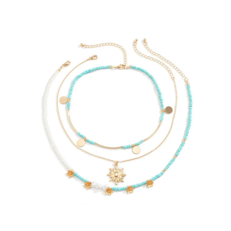 Nariyah Versatile Disc Necklace Set - Gold