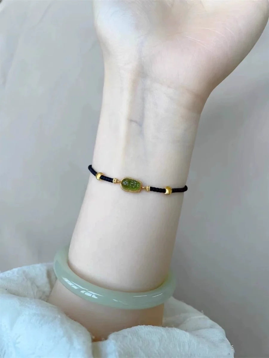 Katana Fortune Pixiu Braided Bracelet - Green Pixiu Bracelet